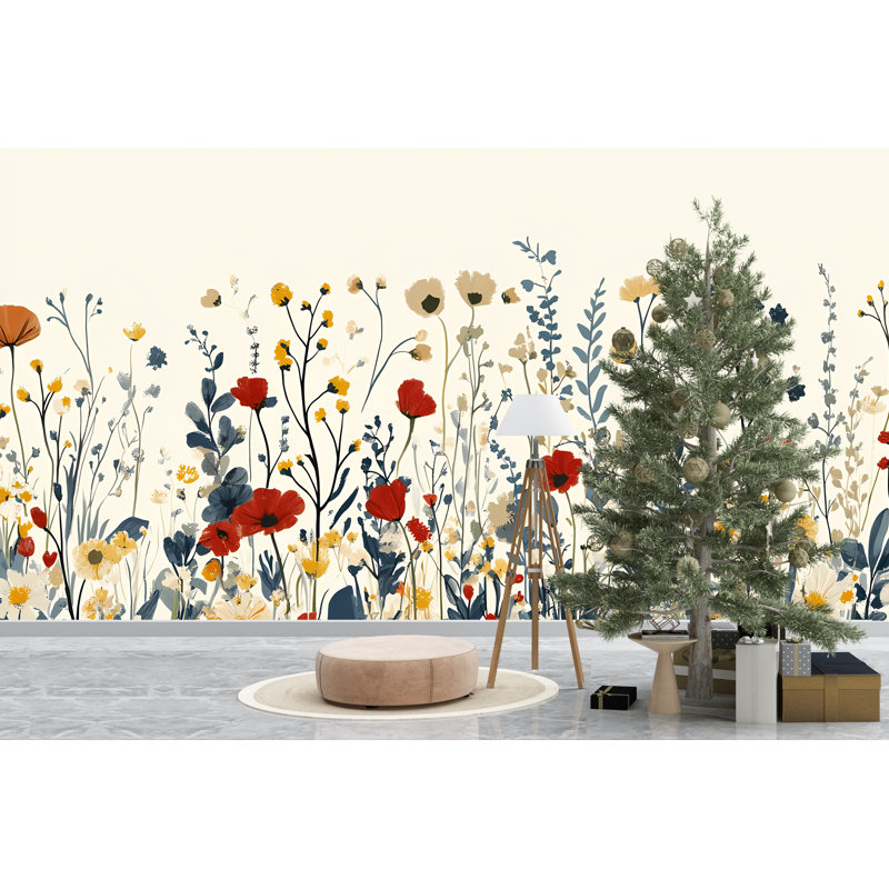 Papier peint botanique Meadow Wildflower, L 144 po x l 100 po, Peler et coller