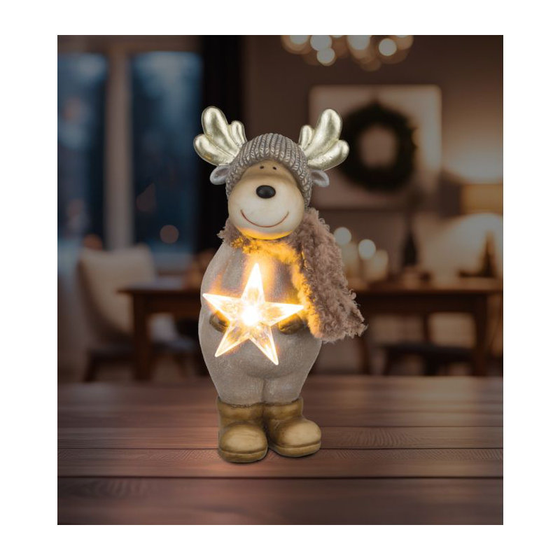 Décoration DEL renne et étoile - 7,5 po