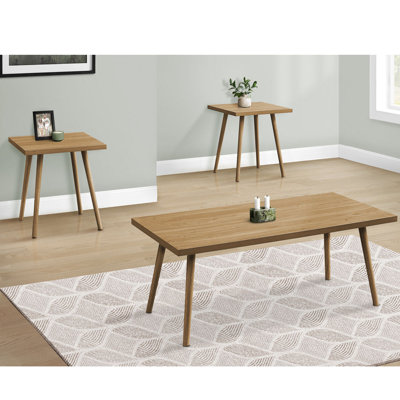 Ensemble de table, ensemble de 3 pièces, décor, café, bout, salon, stratifié noyer, contemporain, moderne