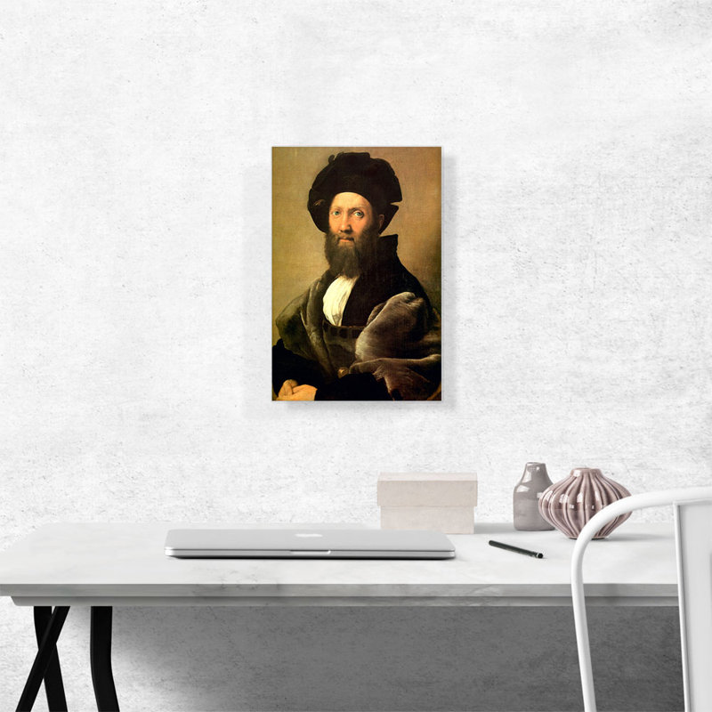 Portrait de Baldassare Castiglione 1515 par Raphael - reproduction d'art sur toile tendue, H 18 po x l 12 po x 1,5 po