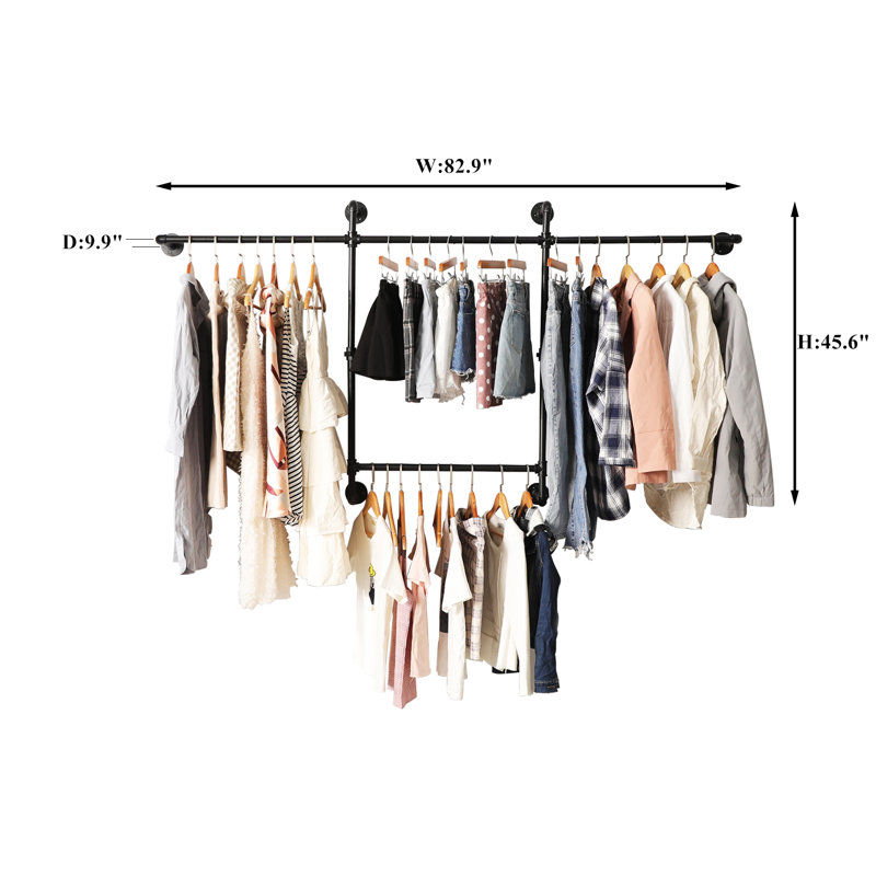 Gotay 82.9'' Metal Industrial Pipe Clothing Rack