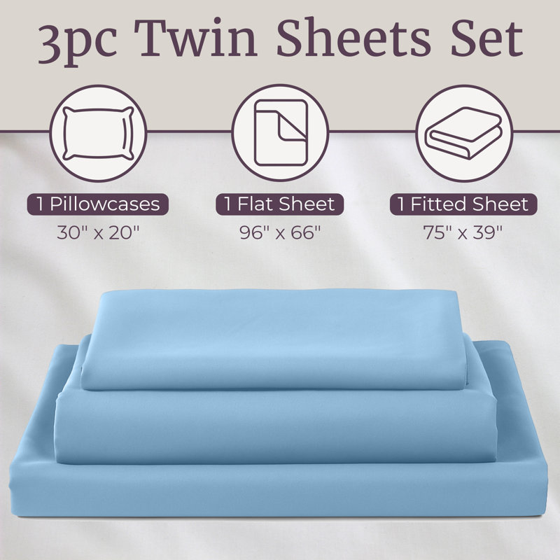 Series 1200 Brushed Microfiber Sheet Set - Wrinkle, Stain & Fade Resistant Bed Linens & Pillowcases, Blue