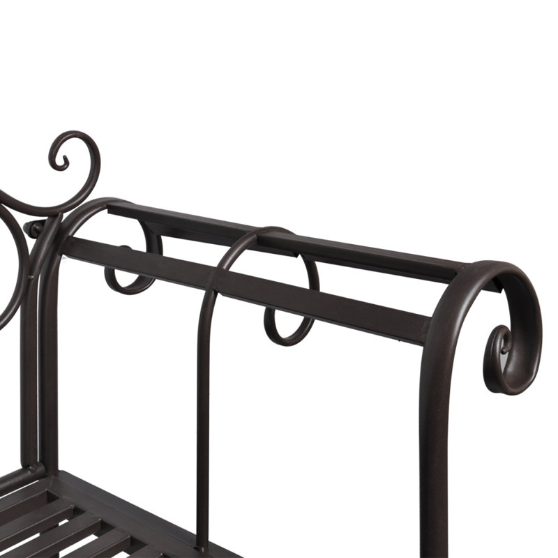 Congo Metal Outdoor Bench, Antique Brown