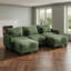 Canapé d'angle modulaire 3 places en chenille en forme de U avec poufs et coussins-598623532
