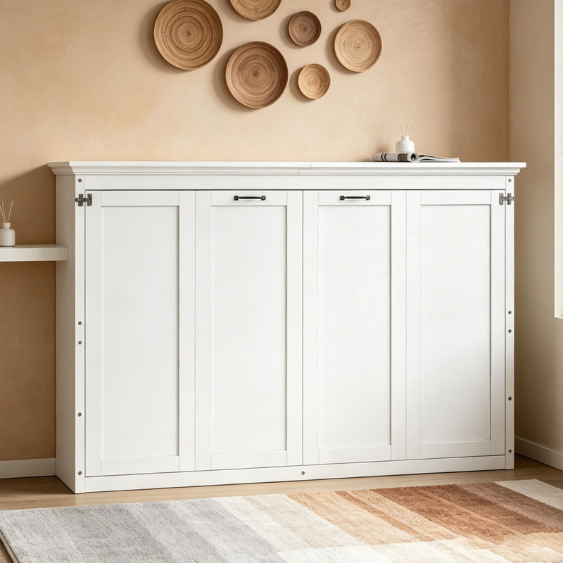 Lit escamotable simple, peut être plié dans une armoire, Lit simple, Blanc