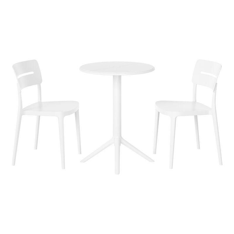 2-Person Outdoor Round Dining Set, White