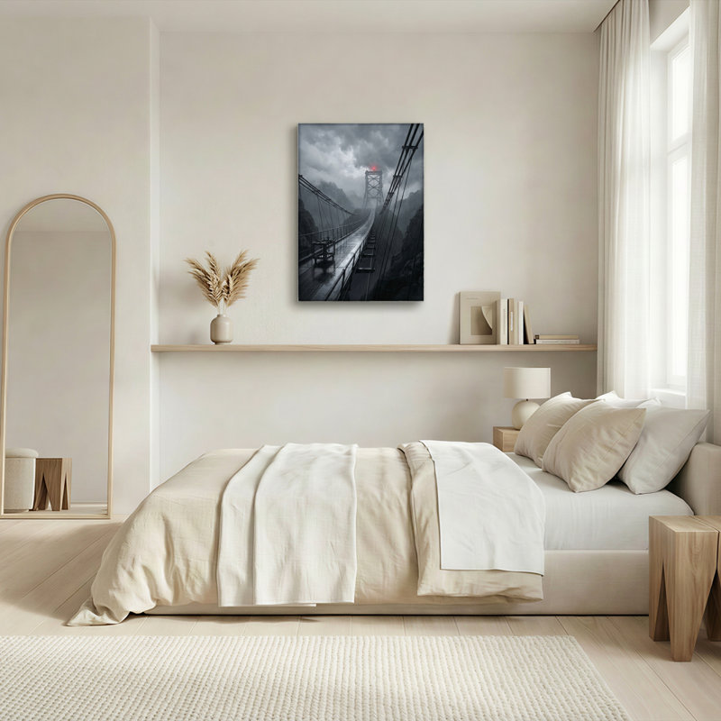 Ensemble de 1 tableau sur toile « Pont brumeux », 24"H x 16"W, Toile tendue