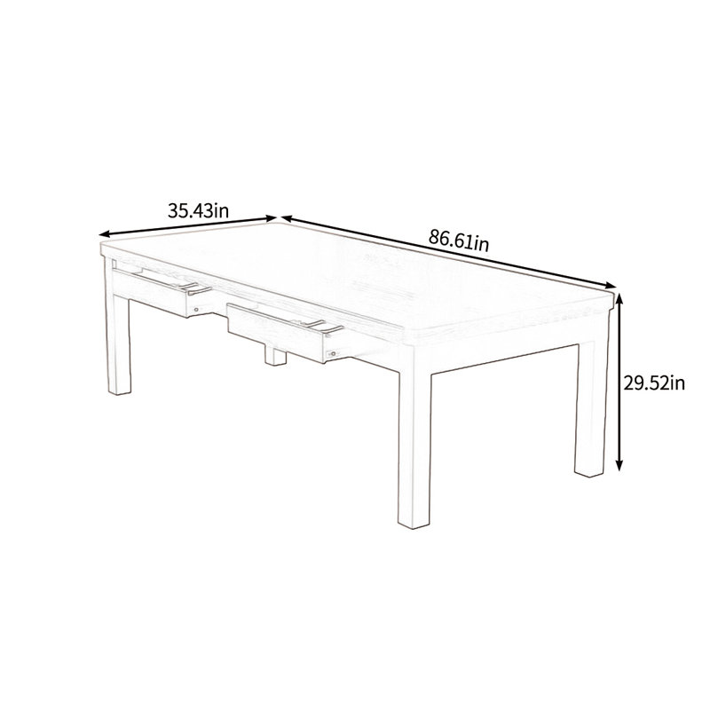Solid wood multifunctional dining table, 29.52"H x 86.61"L x 35.43"W