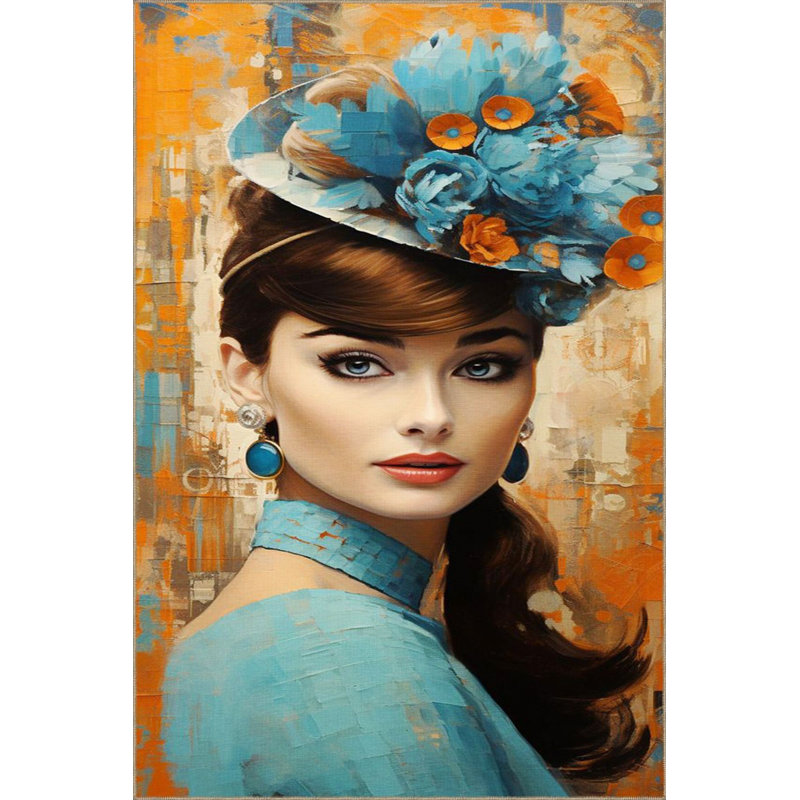 Tapis décoratif lavable à la machine Modern Floral, Tapis de couloir 2 pi 6 po x 6 pi 7 po