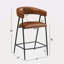 Ensemble de 2 tabourets de comptoir de 26 po, tabourets de comptoir revêtus de polyuréthane avec structure en fer, dossier, repose-pieds, tabourets de comptoir à accoudoirs pour bar personnel, comptoir de cuisine
