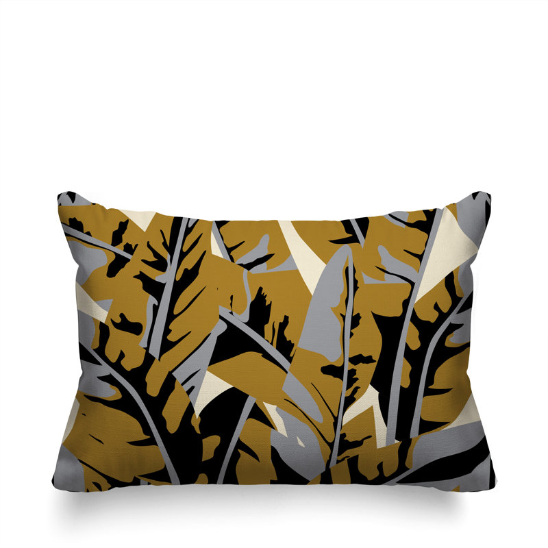Oreiller rectangulaire intérieur / extérieur Fino, Noir, Rectangle H 18 po x l 25 po