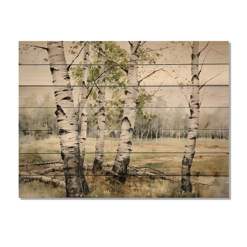 Beauté du bois de bouleau vert - Art sur bois de pin naturel, H 30 po x l 40 po