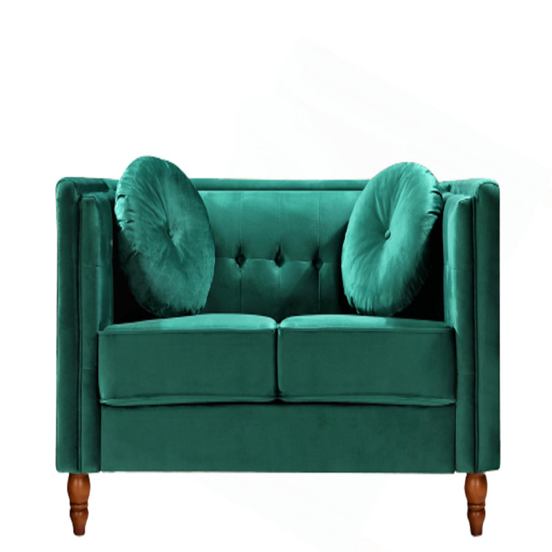 Canapé 2 places Chesterfield, Velours vert