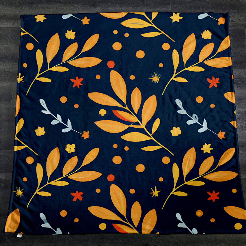 Throw Blanket, 68" W x 80" L, Floral/Abstract, Blue/Yellow/Red