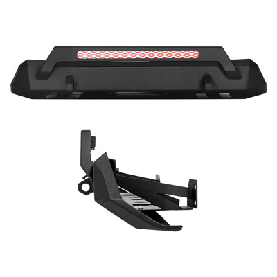 Front Bumper Compatible with 2016-2023 Toyota Tacoma, Pickup Truck Bumper with Winch Plate & D-Ring Mounts, Heavy-Duty Steel Front Bumpers with E-Coating and Bull Bar