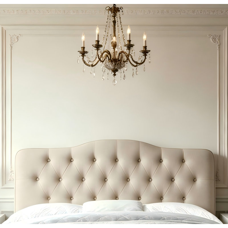 Tête de lit tapissier à hauteur ajustable de 34 à 43 po, structure en bois massif avec tissu en lin - conception moderne à boutons pour la chambre à coucher