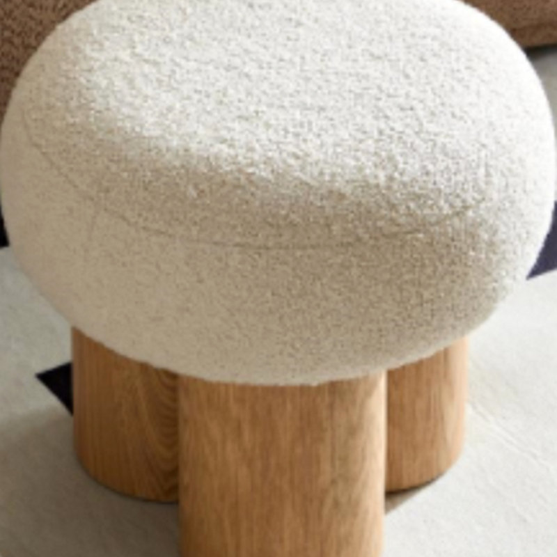 Tabouret champignon, coussin moelleux Grieg, tuyau en PVC, Grège