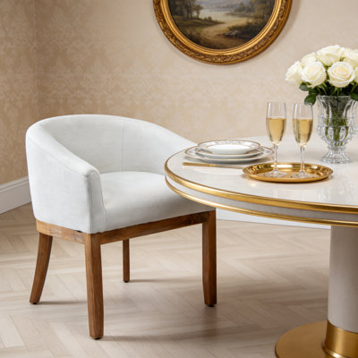 Linen Upholstered Kitchen Dining Room Chair Barrel Chair Arm Chair