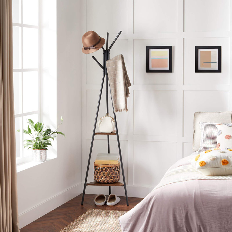 Steel Freestanding 5 - Hook Coat Rack, Rustic Brown