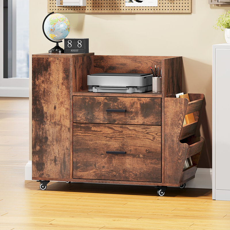 81cm Wide 2 -Drawer Mobile File Cabinet, Brown