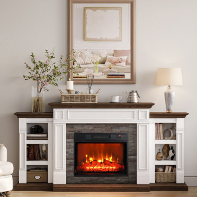 Ainara72" Electric Fireplace TV Stand with Electric Fireplace Heater& Storage – Holds TVs up to 80", Modern Entertainment Center for Living Room