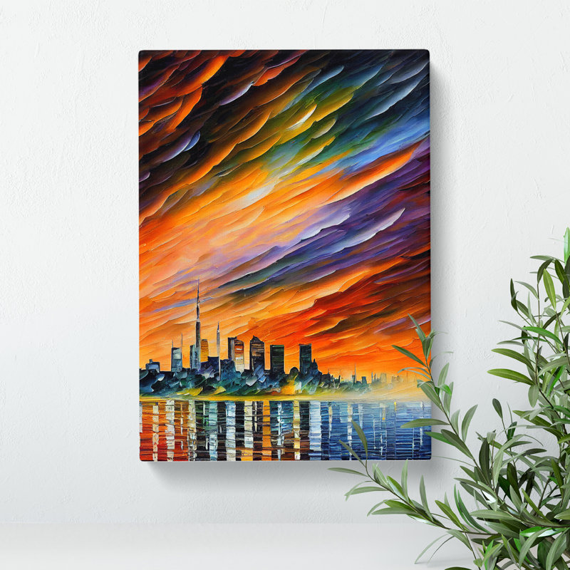 City Skyline At Sunset No.1 - Wrapped Canvas, 76cm H x 50cm W