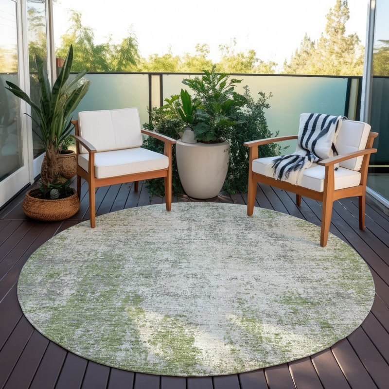 Tapis rectangulaire Aleighna avec envers antidérapant, Rond 8 pi