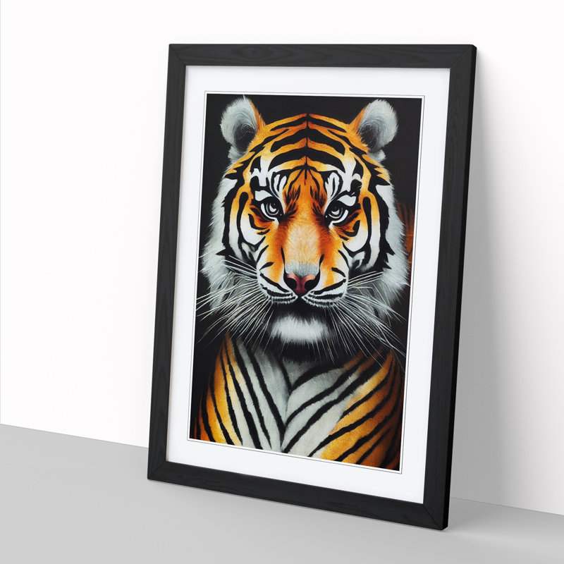 Tiger Portrait Vol.1 - Single Picture Frame Rectangle Print, 46cm H x 34cm W x 2cm D, Oak