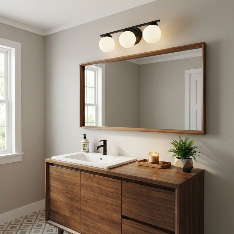 Éclairage pour salle de bain à 3 lumières à intensité variable Finian, Blanc, Noir mat