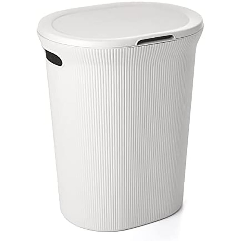 Plastic Laundry Hamper with Handles, White