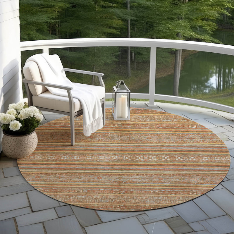 Tapis intérieur / extérieur orange lavable Ysadora - LOOMlan, 8 pi x 8 pi