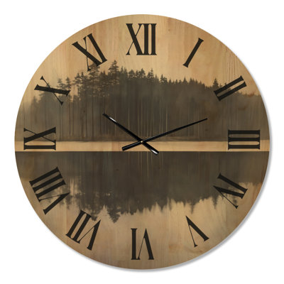 Reflet de la forêt silencieuse - Horloge murale rustique en bois massif noir