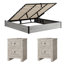 Ensemble de chambre à coucher rustique 3 pièces avec cadre de lit double avec rangement et 2 tables de chevet, blanc rustique-118690768-118690765