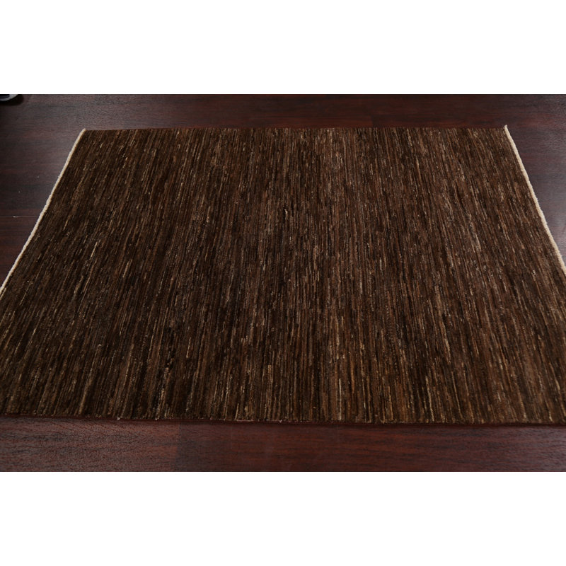 Tapis brun noué à la main de conception unique 3 pi 11 po x 5 pi 5 po