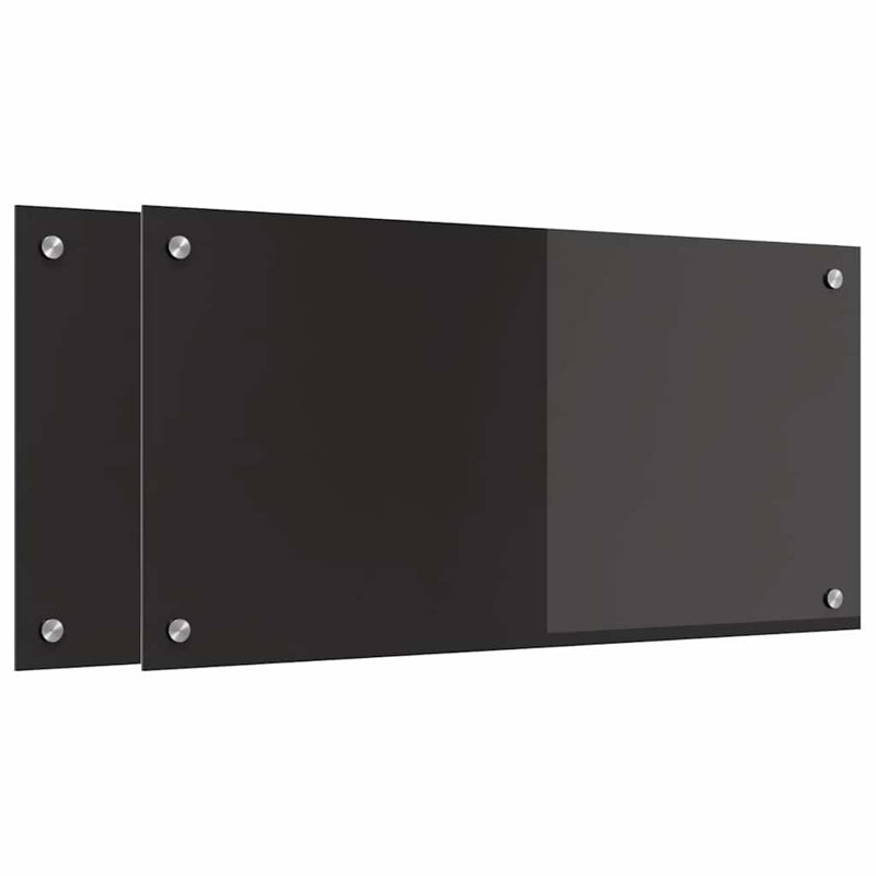 Vidaxl Kitchen Backsplash White 80 X 40 Cm Tempered Glass, Black, 40cm H x 80cm W