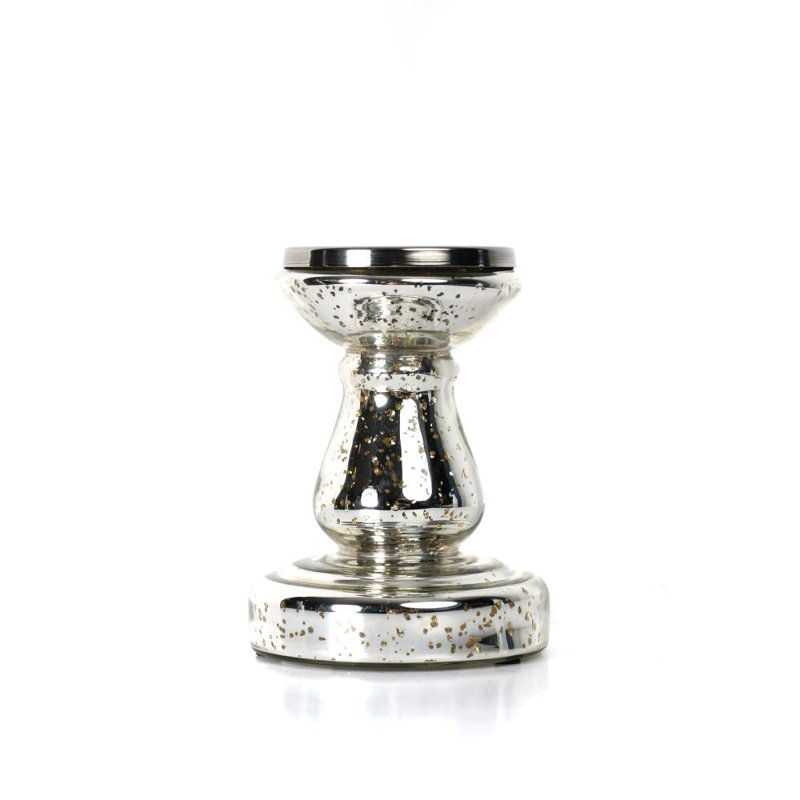 Chandelles de plateau de table en verre 6,5 po, Argent