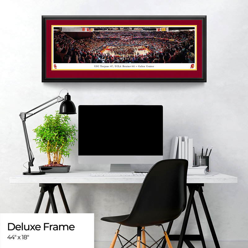 Impression panoramique USC Basketball, H 18 po x l 44 po x P 1,38 po, Cadre noir