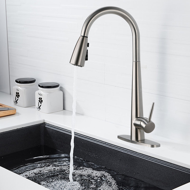 SMARTLET Pull Out Kitchen Faucet, Brushed Nickel
