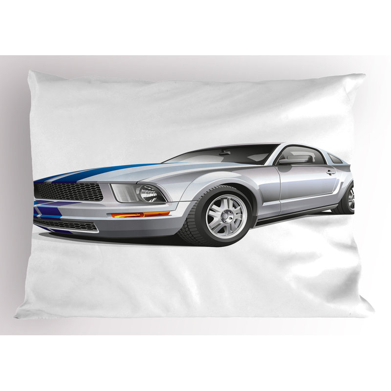 Ensemble de 2 taies décoratives pour enfant Ambesonne Cool Speed Car Gris Gris Bleu, H 20 po x l 36 po