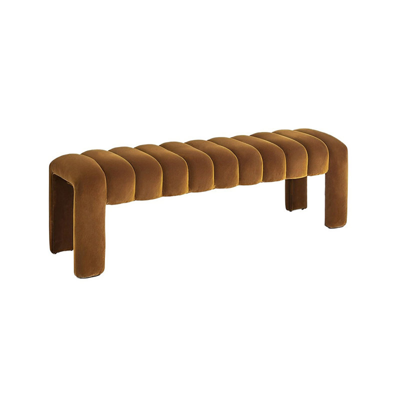Banc rembourré en mélange de polyester Carraton, H 15,74 po x l 47,24 po x P 19,68 po, Jaune paille
