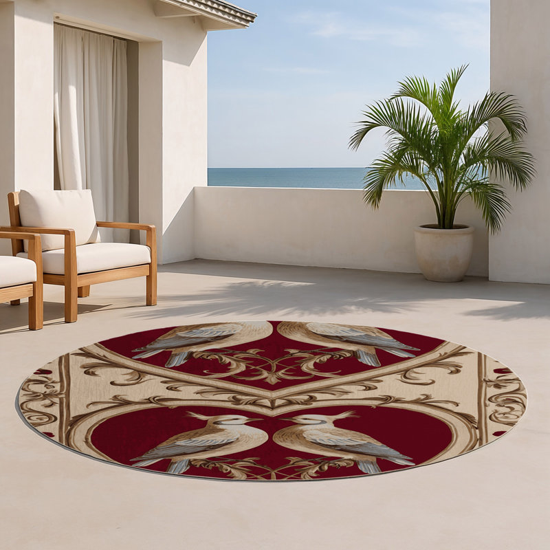 Tapis d'intérieur et d'extérieur brun français, Rond 5 pi