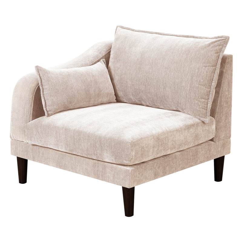 Chaise de salon contemporaine avec coussin confortable et pieds en bois, Rose