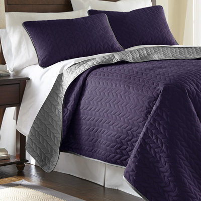 Ellen Reversible Coverlet in Vintage Violet & Silver