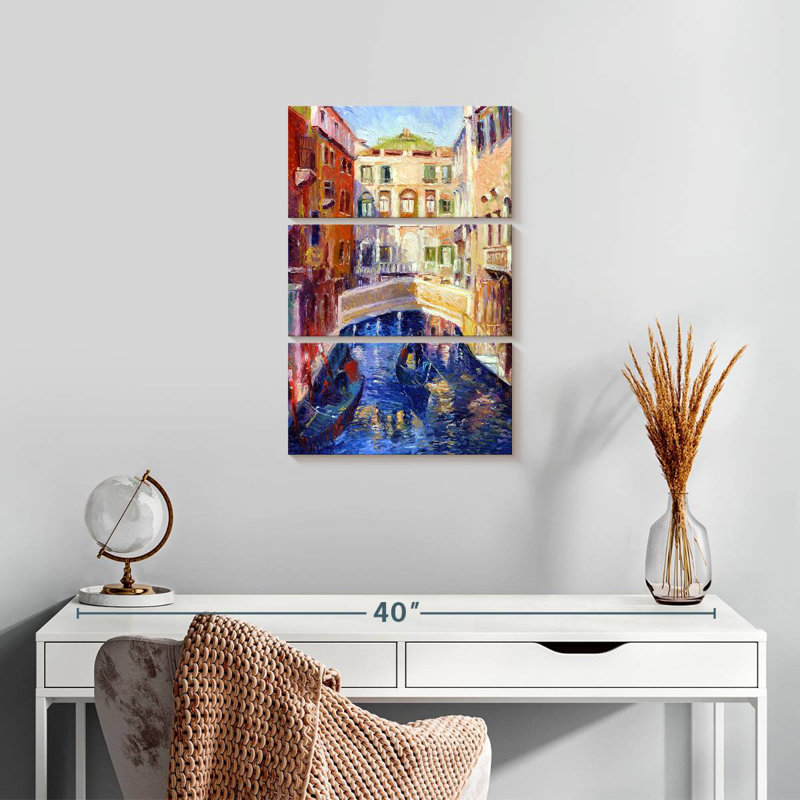 Lilie, Venise, bateaux, H 50 po x l 32 po