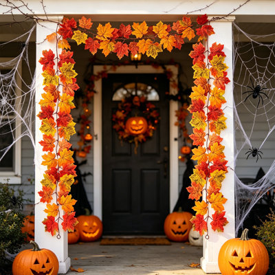 Guirlande artificielle à feuilles d'érable artificielles à suspendre pour la décoration de l'Halloween