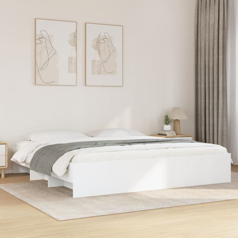 Vidaxl Bed Frame Without Mattress Engineered Wood, 200 x 200 cm, White