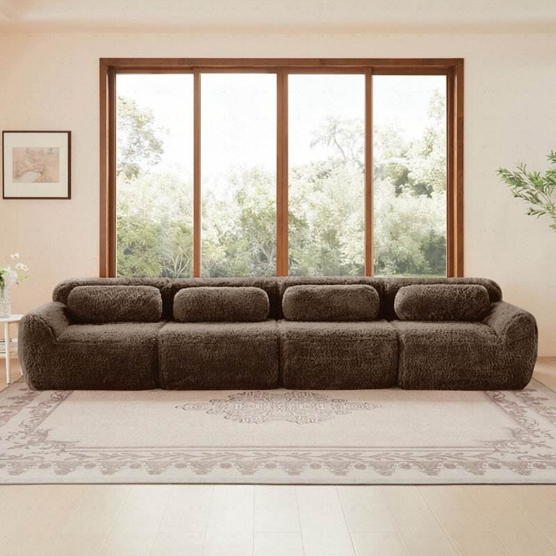 Canapé 4 places, 4, 28.7" H x 148.8" W x 40.9" D, Chocolat