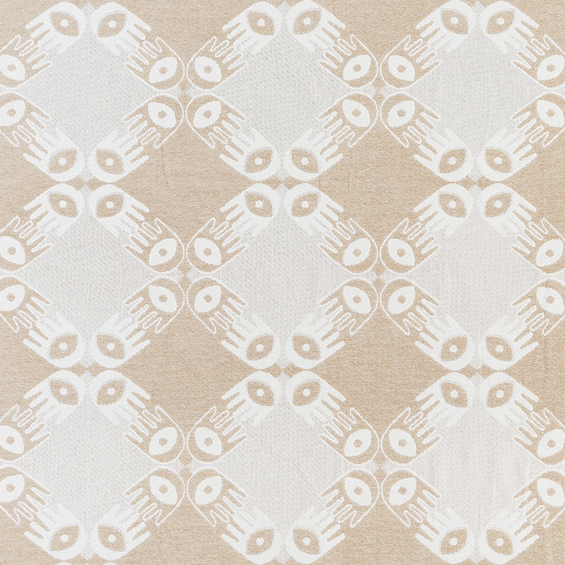 Tan and White Woven Polyester-Acrylic Throw Blanket with Tassels
