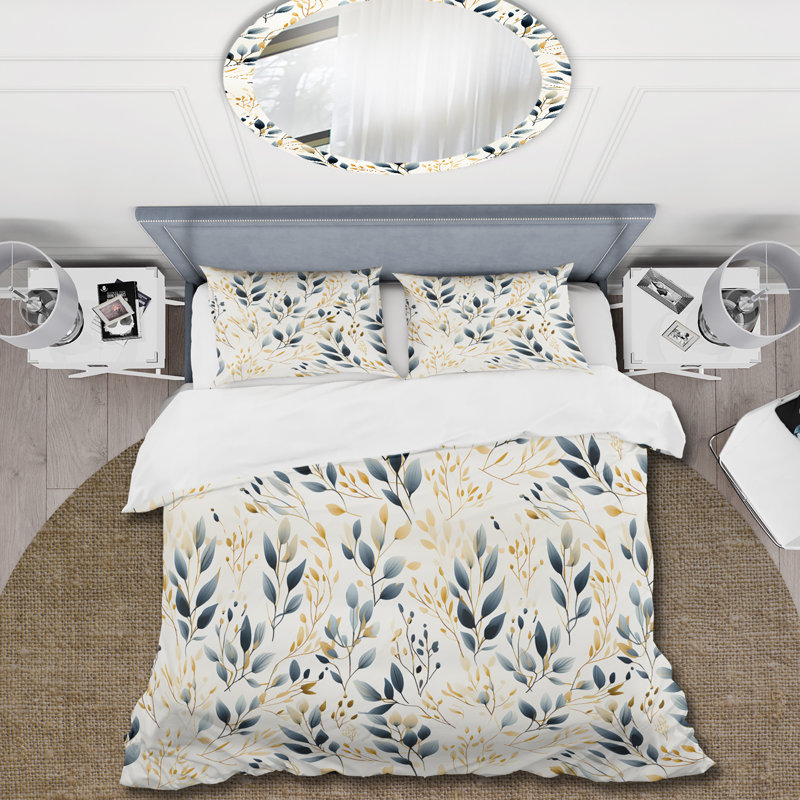 Ensemble de housse de couette Minimalist Leaves I, Housse de couette simple + 1 taie décorative stan