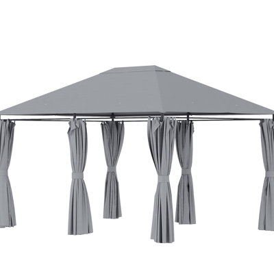 10' X 13' Outdoor Gazebo, Gray. 6 Removable Sidewalls, Steel Frame. Canopy Guards Intensity For Garden, Lawn, Backyard & Deck Gazebo Canopy, Gray - , Frame, Patio, Breathable